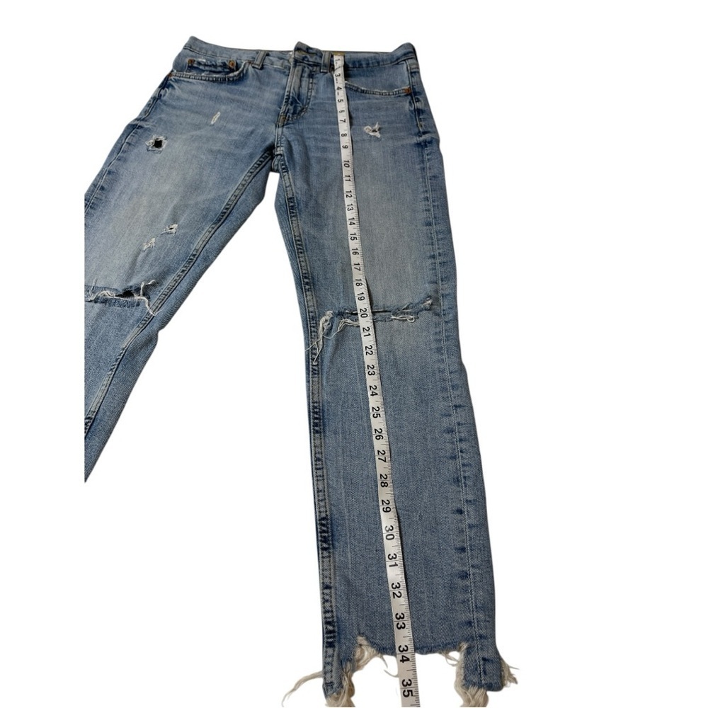 zara the slim boyfriend jeans distressed jeans and chew raw hem size 2 - Picture 8 of 10